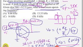 PROBLEM ON OPAMP SLEW RATE  ANALOG CIRCUITS IMPORTANT PROBLEM GATE ESE ISRO BARCBEL [upl. by Arria452]