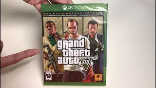 Grand Theft Auto V Premium Online Edition Xbox One Unboxing [upl. by Sunny]