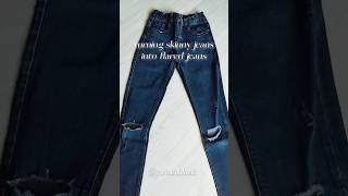 turning skinny jeans into flared jeans [upl. by Natsreik]