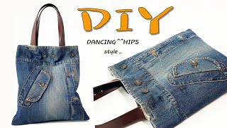 diy청바지 리폼리폼가방만들기denim tote bag tutorialtote bag sewing tutorialdiy jeans bag hand sewing청바지가방 [upl. by Woolley]