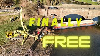 Sunken Barrow Narrowboat Finally Out [upl. by Connett]