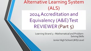 Video 235  2024 AampE Test Reviewer LS 3 Math Part 5 [upl. by Aviva649]