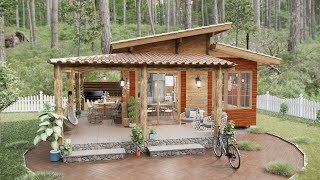 6x6m Cozy and Compact Wood House with Loft Perfect Forest Hideaway with Cozy patio [upl. by Linell]