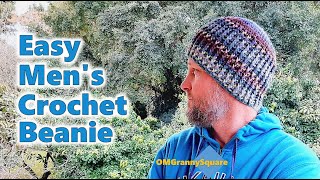 Easy Mens Crochet Beanie  Crochet Tutorial [upl. by Bohlen]