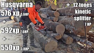 HUSQVARNA 576XP  592XP  550XP  12 tones Kinetic Fire wood log splitter ARTMASH [upl. by Yrennalf]