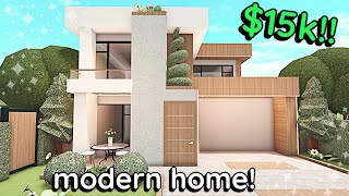 Cheap 15k Bloxburg Modern House Build 2 Story Tutorial [upl. by Amadas]