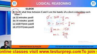 Q11 At what time between 5 and 6 are the hands of a clock coinciding each other [upl. by Yna]