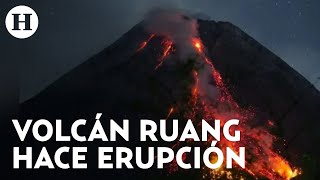 ¡Impactante Volcán Ruang hace erupción en Indonesia y causa desalojo de 800 personas [upl. by Haron176]