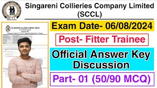 SCCL Fitter Question Paper 06082024  Singareni SCCL Fitter Answer Key 2024 Discussion sccl iti [upl. by Yrreb]