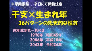 戌年生まれ＝其の３ 1970年 （昭和45年）2006年 （平成18年）2042年 （令和24年） 干支×生まれ年で分かる 36パターンの先天的な性質 [upl. by Onailime]