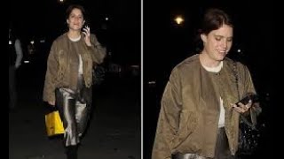 Princess Eugenie cuts a chic figure in a shimmering skirt and collarless jacket as she leaves swanky [upl. by Retsila395]