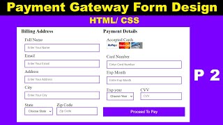 Create A Responsive Payment Gateway Form Design Using HTML amp CSS only  Web Designing Tutorial [upl. by Lowndes]