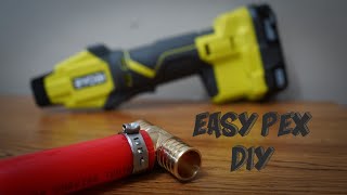 Pex Pipe Cut Crimp and Install DIY Ryobi P660 [upl. by Uzziel]