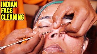 INDIAN FACE CLEANING 🟡 NOSE BLACKHEAD EXTRACTED by MASTER CRACKER 🟡 ASMR sleep [upl. by Itraa453]