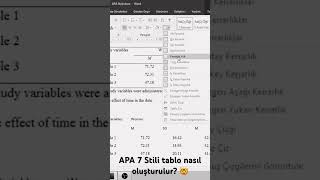 APA 7 Stili tablo nasıl oluşturulur 🤯 apastili [upl. by Koah]