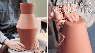 How I Make My Large Lined Pottery Vases [upl. by Etnomal]