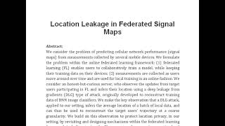 Location Leakage in Federated Signal Maps [upl. by Eppes624]