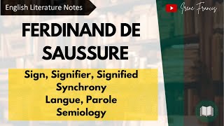 Ferdinand de Saussure  Sign Signifier Signified  Langue and Parole Structuralism IRENE FRANCIS [upl. by Hetti]