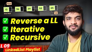 L9 Reverse a LinkedList  Iterative and Recursive [upl. by Terces]