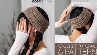 How to Crochet Cable Stitch Headband  Pattern amp Tutorial DIY [upl. by Elorak]