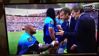 Nadolo shows French President Macron respect the Fijian way [upl. by Reena733]