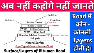 Road Surface में कितनी Layers होती है Crosssection Layers of Bitumen Road Surface in Hindi [upl. by Cronin]