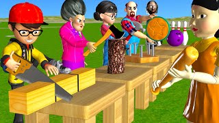 Scary Teacher 3D vs Squid Game Wooden Door Water Sprayer 5 Times Challenge Miss T vs Granny Loser [upl. by Ereveniug252]