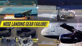 SCARY JETBLUE LANDING  JETBLUE A320 FLIGHT 292 FAILED NOSE GEAR [upl. by Gertie]