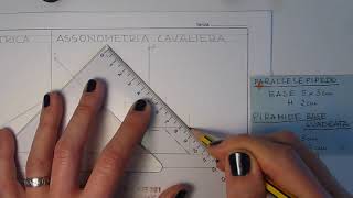 assonometria cavaliera parallelepipedo e piramide base quadrata [upl. by Ashlan]