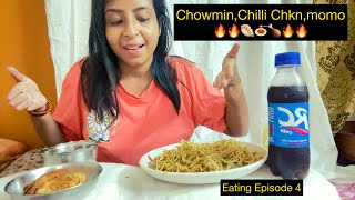 EATING EPISODE  CHOWMIN CHILLI CHICKEN MOMORC COLA ASMR EATING MUKBANG [upl. by Nnire]