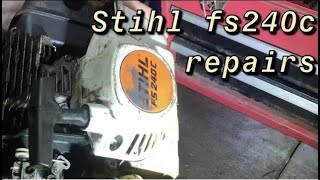 Stihl FS240 strimmer repairs seized clutch split fuel primer [upl. by Corby105]