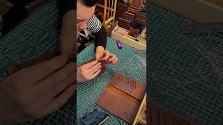 Handmade cowhide wallethandmade shortvideo [upl. by Ardried]