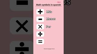 Basic Spanish Vocabulary Math Symbols [upl. by Kernan530]