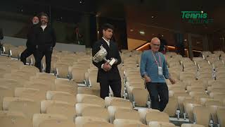 Tennis  RolandGarros  Carlos Alcaraz the day after with his Trophy at RolandGarros Makingof [upl. by Einnoj]