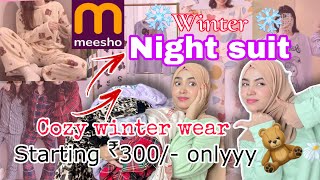 Meesho modest night suit haul ‼️ winter❄️wear Korean style night suit ✨⛄️❄️starting ₹300 [upl. by Mollie]