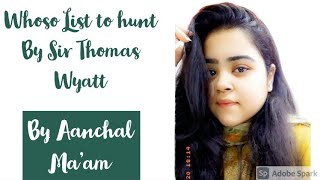 Whoso List to Hunt By Sir Thomas Wyatt Analysis in Hindi Competition Bytes [upl. by Herve770]