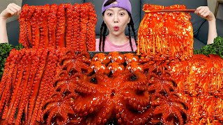 빨판 특집 🐙 문어 amp 쭈꾸미 amp 낙지 버섯 볶음 먹방 레시피 Octopus amp Webfoot octopus Mushrooms Recipe Mukbang ASMR Ssoyoung [upl. by Wixted]