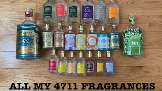 ALL MY 4711 FRAGRANCE  20 BOTTLES FULL COLLECTION REVIEW [upl. by Ruby]