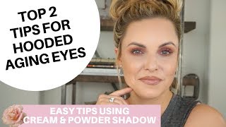 CREAM EYESHADOW MADE EASY FOR AGING EYES  Using Cream amp Powder Shadow Together [upl. by Girovard]