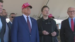 Trump and Elon Musk arrive in Brownsville for SpaceX launch [upl. by Noislla]