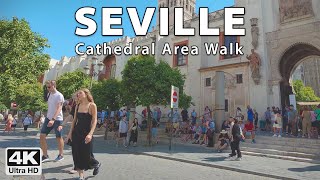 Afternoon Walk Through Sevilles Beautiful Cathedral Area  4K UHD Virtual Walking Tour Spain [upl. by Ashling132]