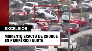 Momento exacto de choque de auto contra muro en Periférico Norte [upl. by Noreik84]