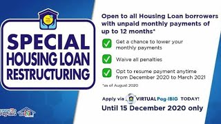 PAGIBIG SPECIAL HOUSING LOAN RESTRUCTURING  HOW TO APPLY [upl. by Netsrijk]