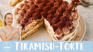 Tiramisu Torte mit Löffelbiskuit 🍰  Tiramisu als Torte  Einfach Backen [upl. by Alios]