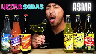 WEIRD FLAVOR SODAS ASMR BUTTER PICKLE BACON RANCH CORN  EXTREME GULPS  9999 SATISFACTION [upl. by Aisile]