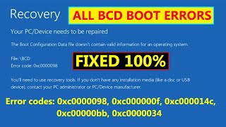 How to Fix Error Code 0xc0000098 in Windows 1087  Boot Configuration Data BCD File is Missing [upl. by Mirisola769]