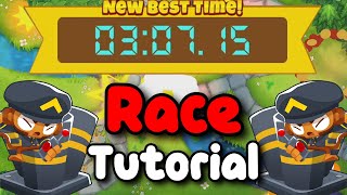 BTD6 Race Tutorial  with Written Guide Speaking in Fives [upl. by Elehcim151]