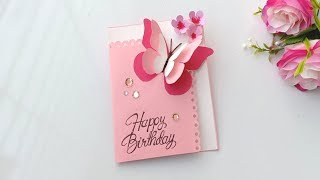 Butterfly Pop Up Birthday Card  Handmade easy card Tutorial [upl. by Zevahc]