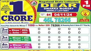 Lottery Sambad Live 1PM Dear Nagaland State Lottery Live draw result 04112024  Lottery sambad [upl. by Waldack]