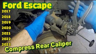 How to replace rear brake son Ford Escape 2017 2018 2019 2020 2021 2022 2023 [upl. by Victory]